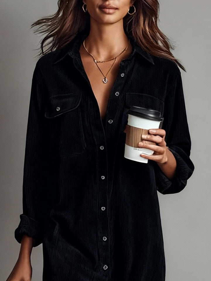 Camille | Effortless Cord Shirt Dress