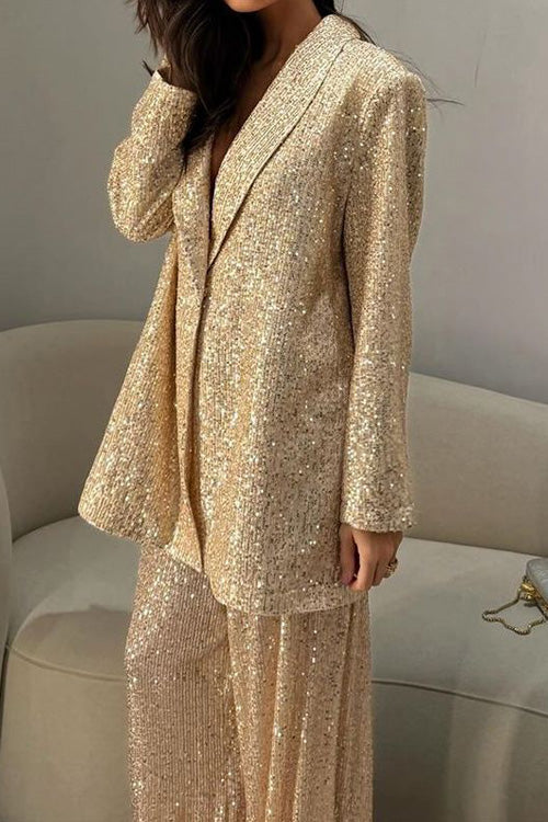 Sequined Wide-leg Pants