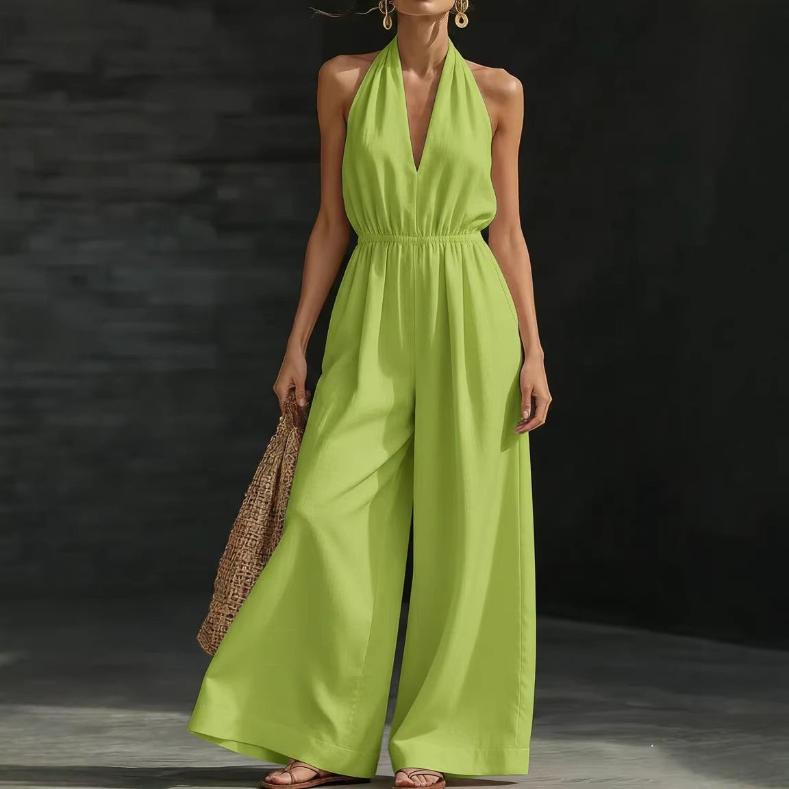 Élodie™ | Elegant Halter Wide-Leg Jumpsuit