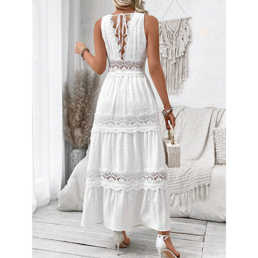 Women's Lace-Paneled V-Neck Sleeveless Dress