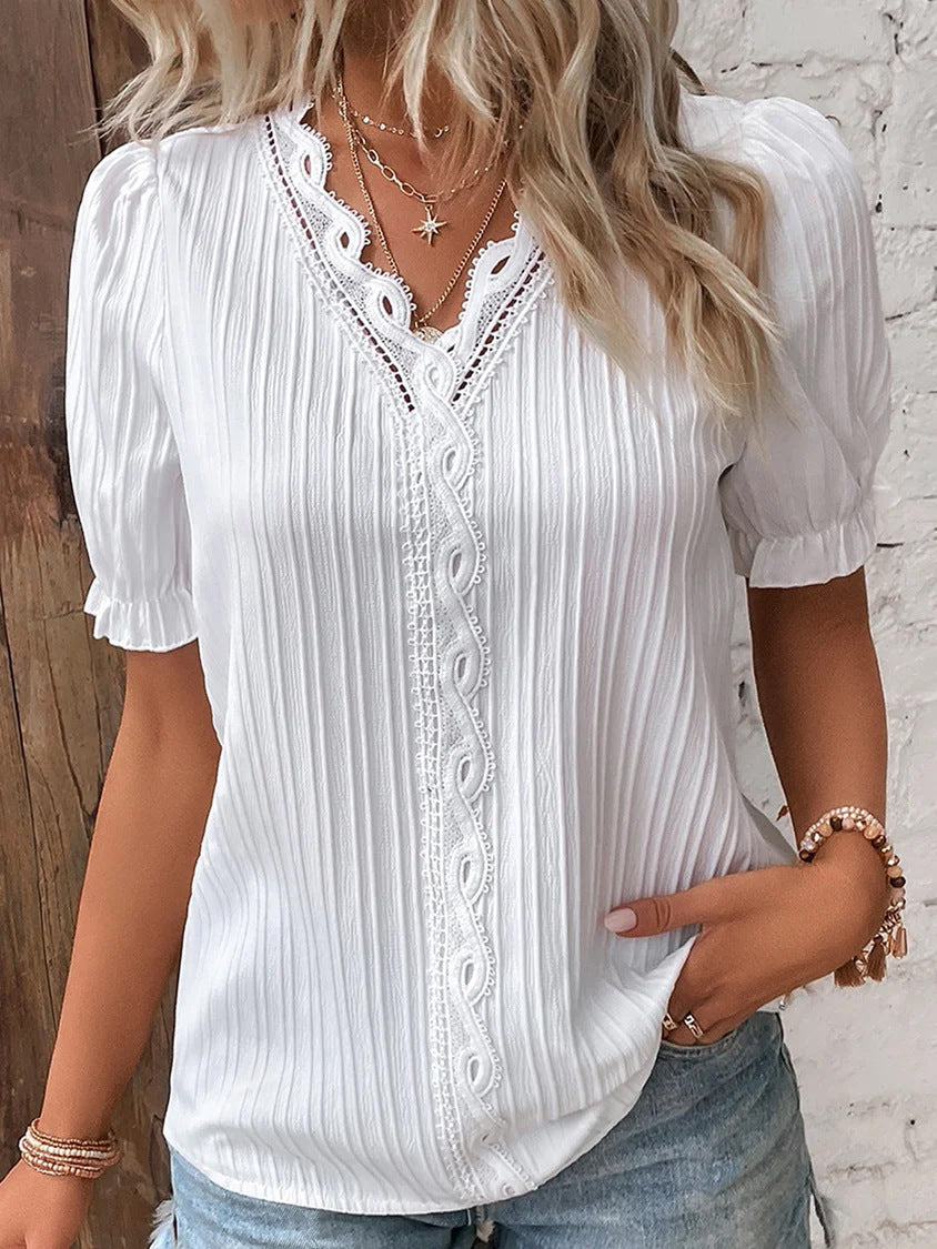 Women's Stylish Cutout Short-Sleeve Shirt