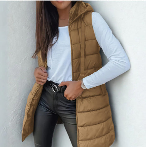 STOMRIDGE - Casual Sleeveless Hood Long Puffer Vest
