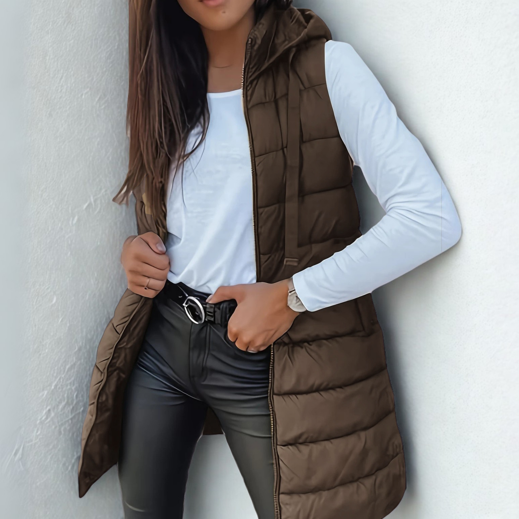 STOMRIDGE - Casual Sleeveless Hood Long Puffer Vest