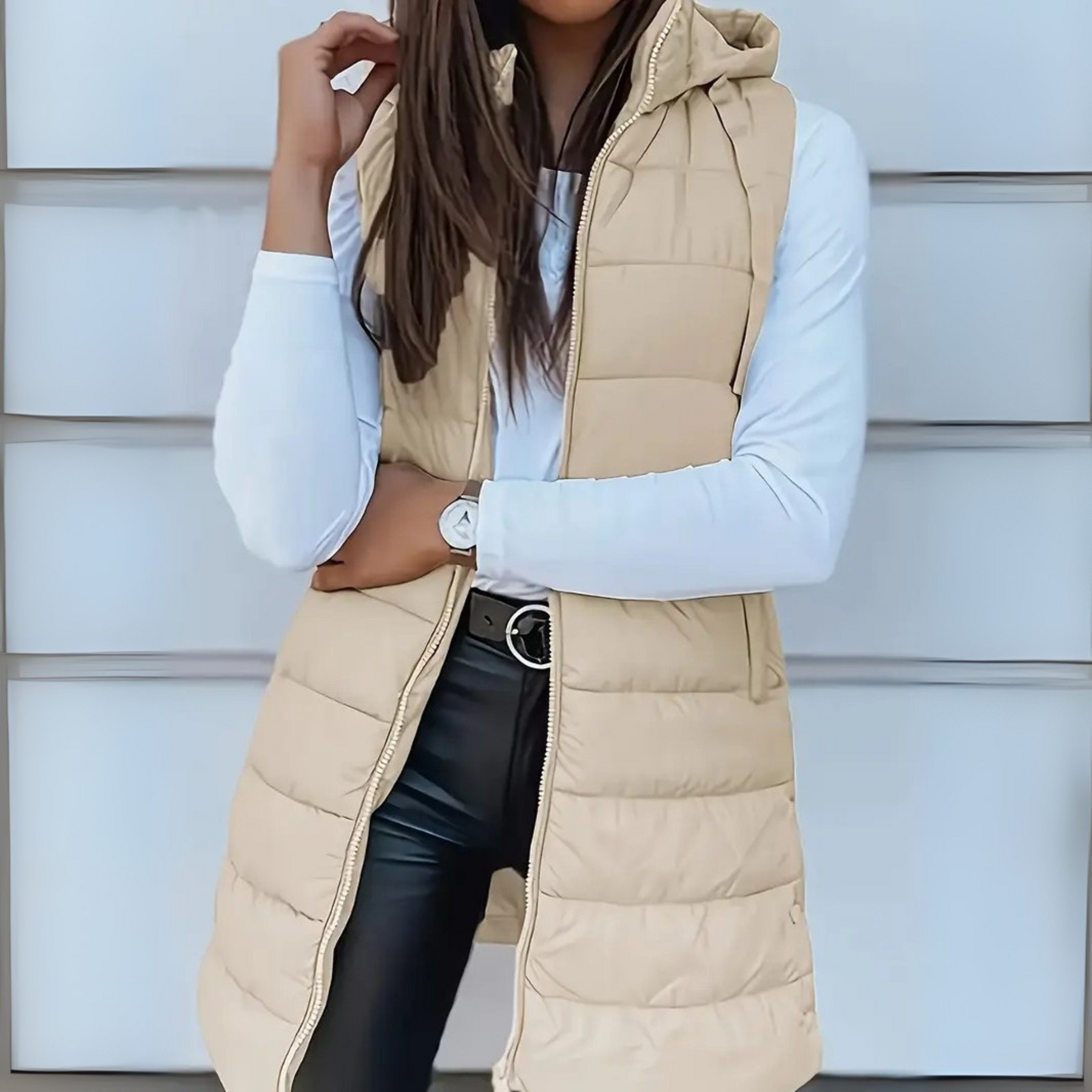 STOMRIDGE - Casual Sleeveless Hood Long Puffer Vest