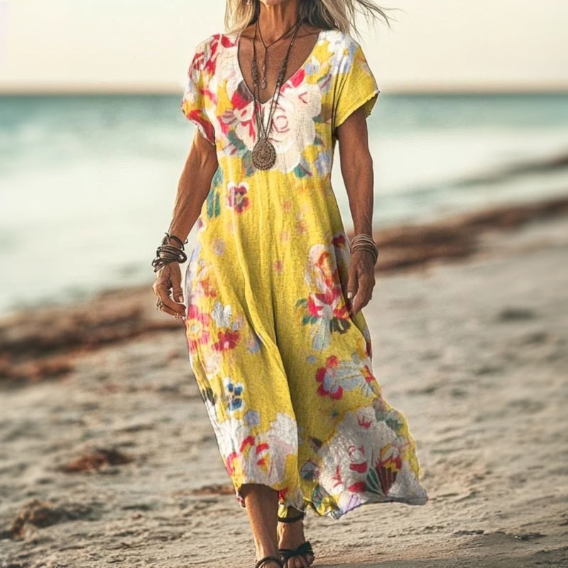 Floral V-Neck Maxi Dress – Effortless Elegance for Every Summer Occasion