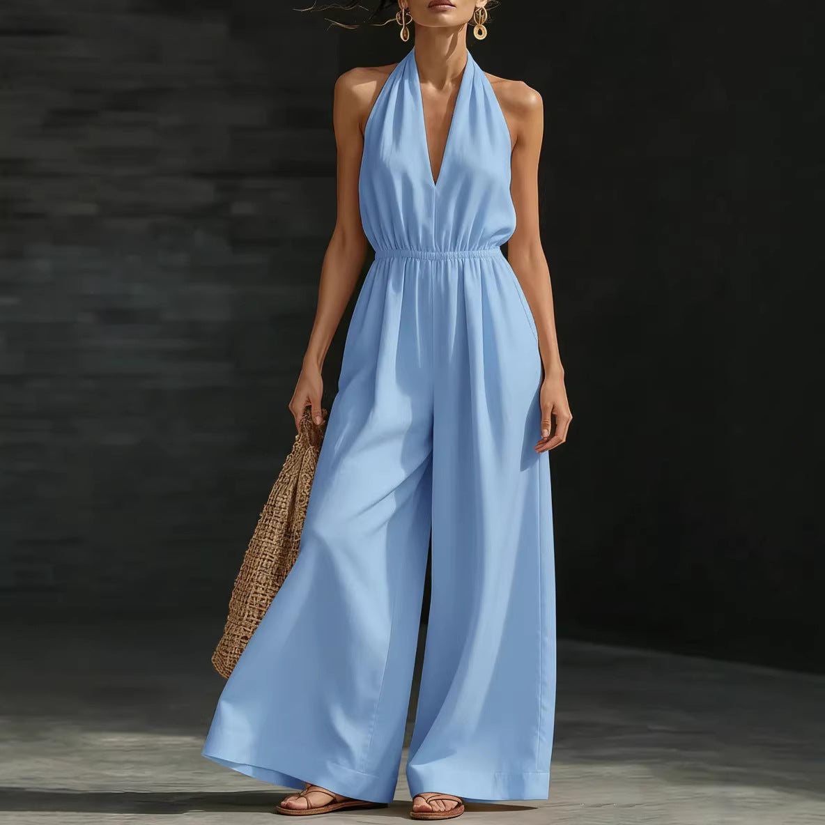 Élodie™ | Elegant Halter Wide-Leg Jumpsuit
