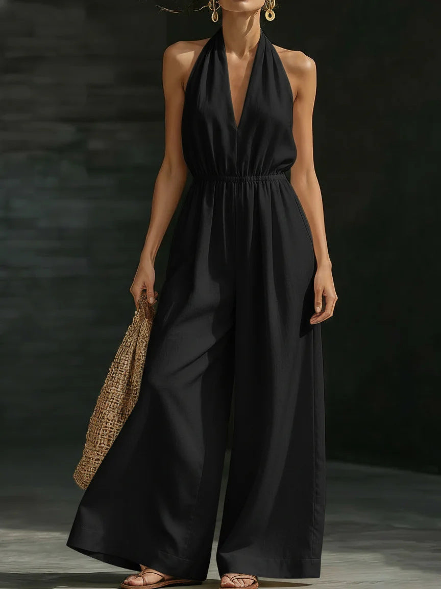 Élodie™ | Elegant Halter Wide-Leg Jumpsuit