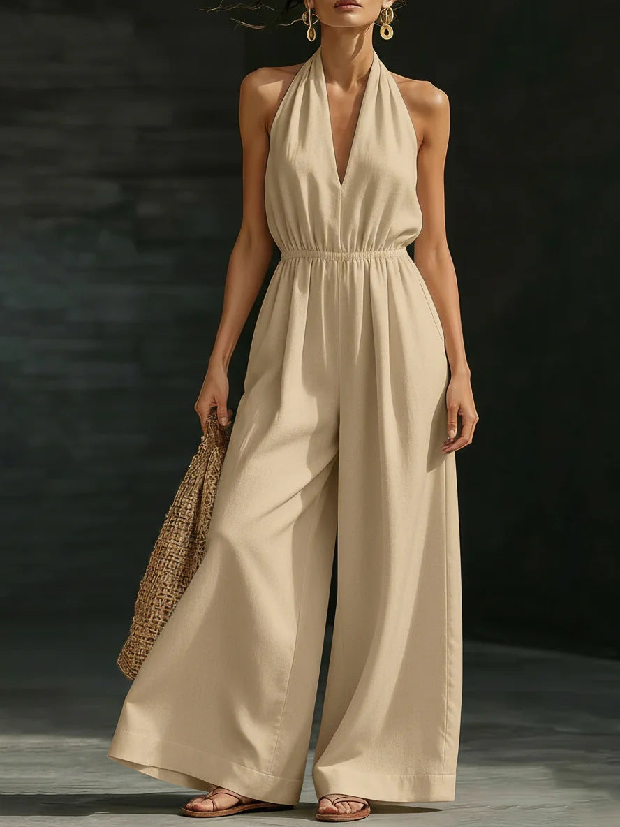 Élodie™ | Elegant Halter Wide-Leg Jumpsuit
