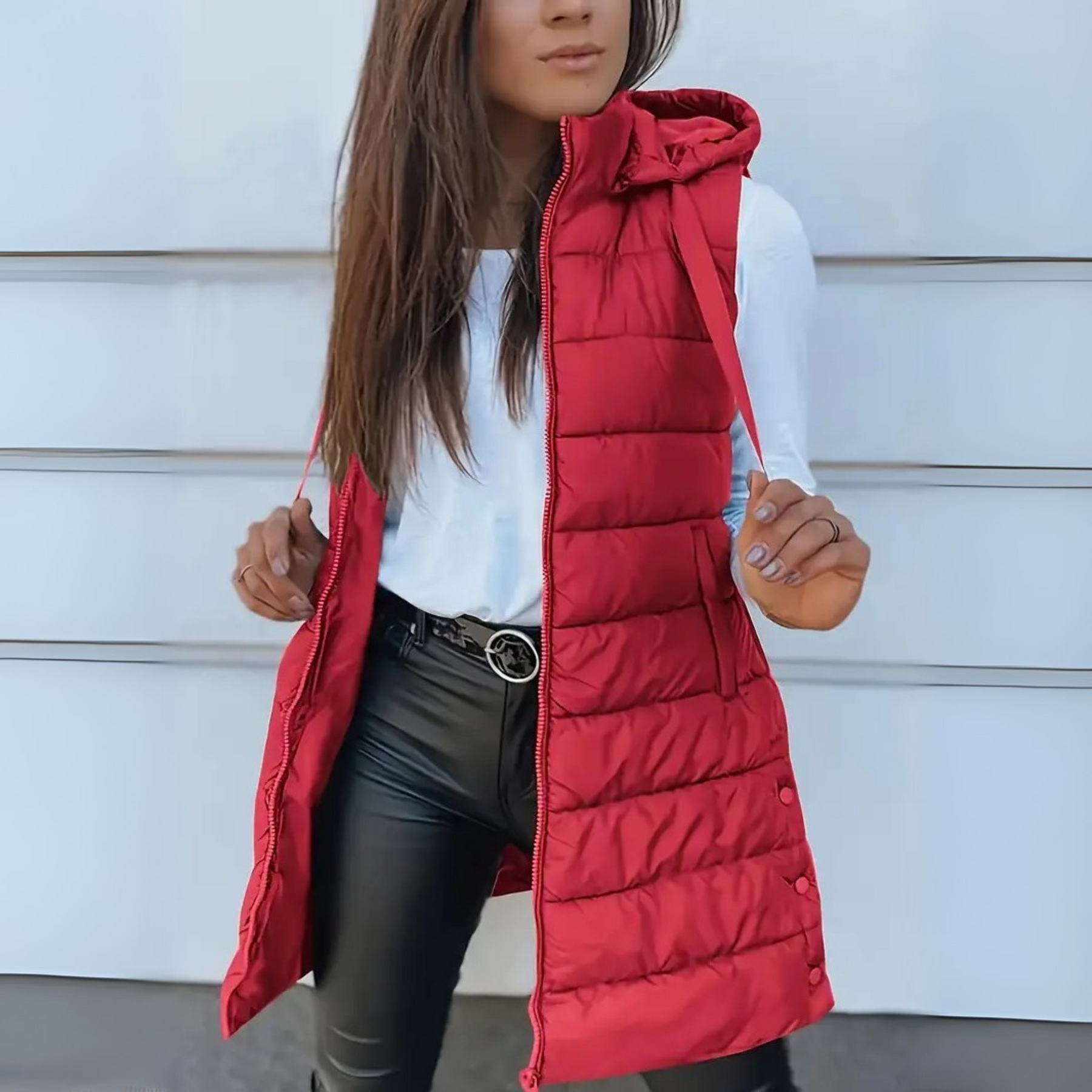 STOMRIDGE - Casual Sleeveless Hood Long Puffer Vest