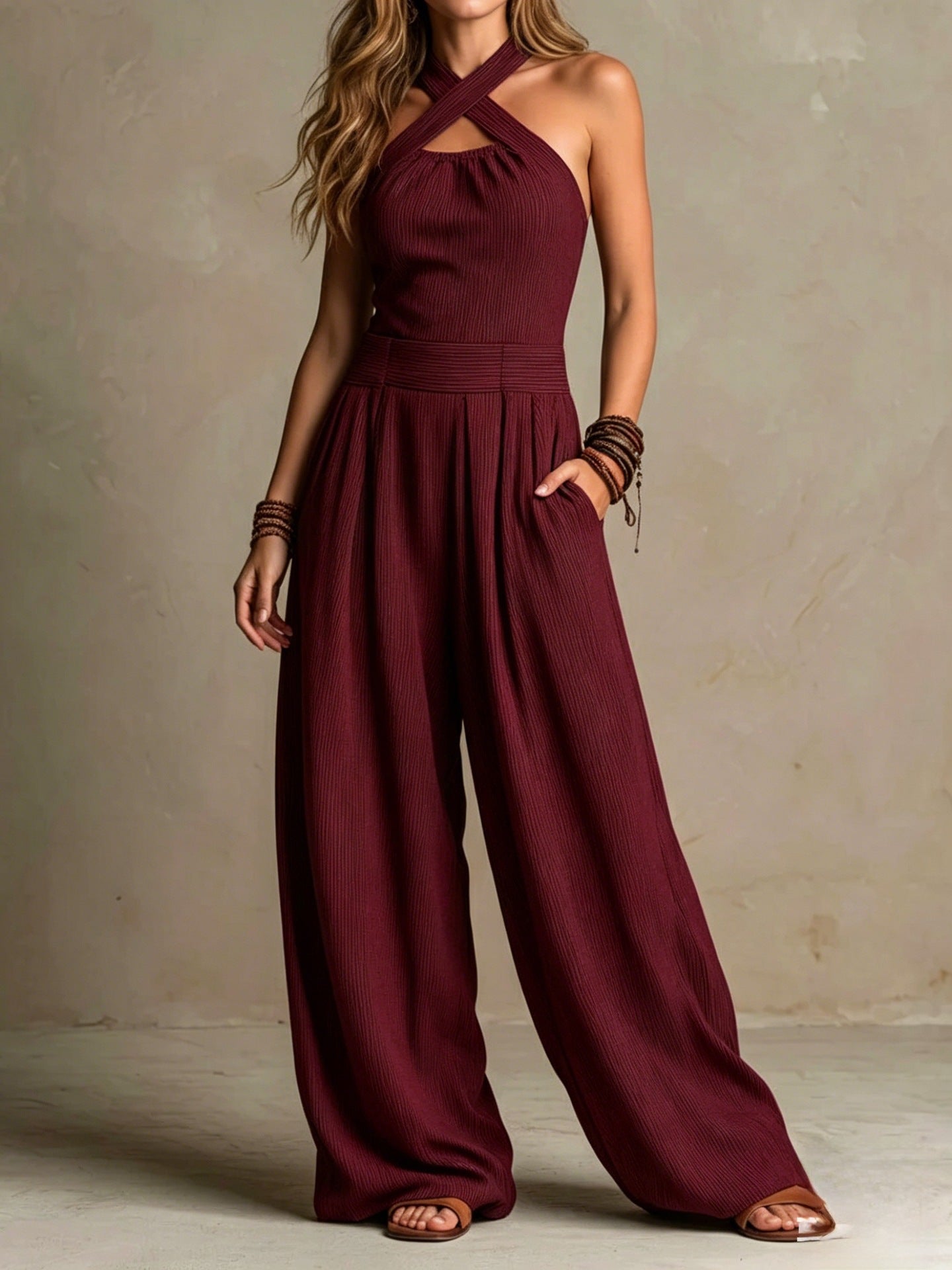 Noémie | Elegant Cross-Neck Jumpsuit