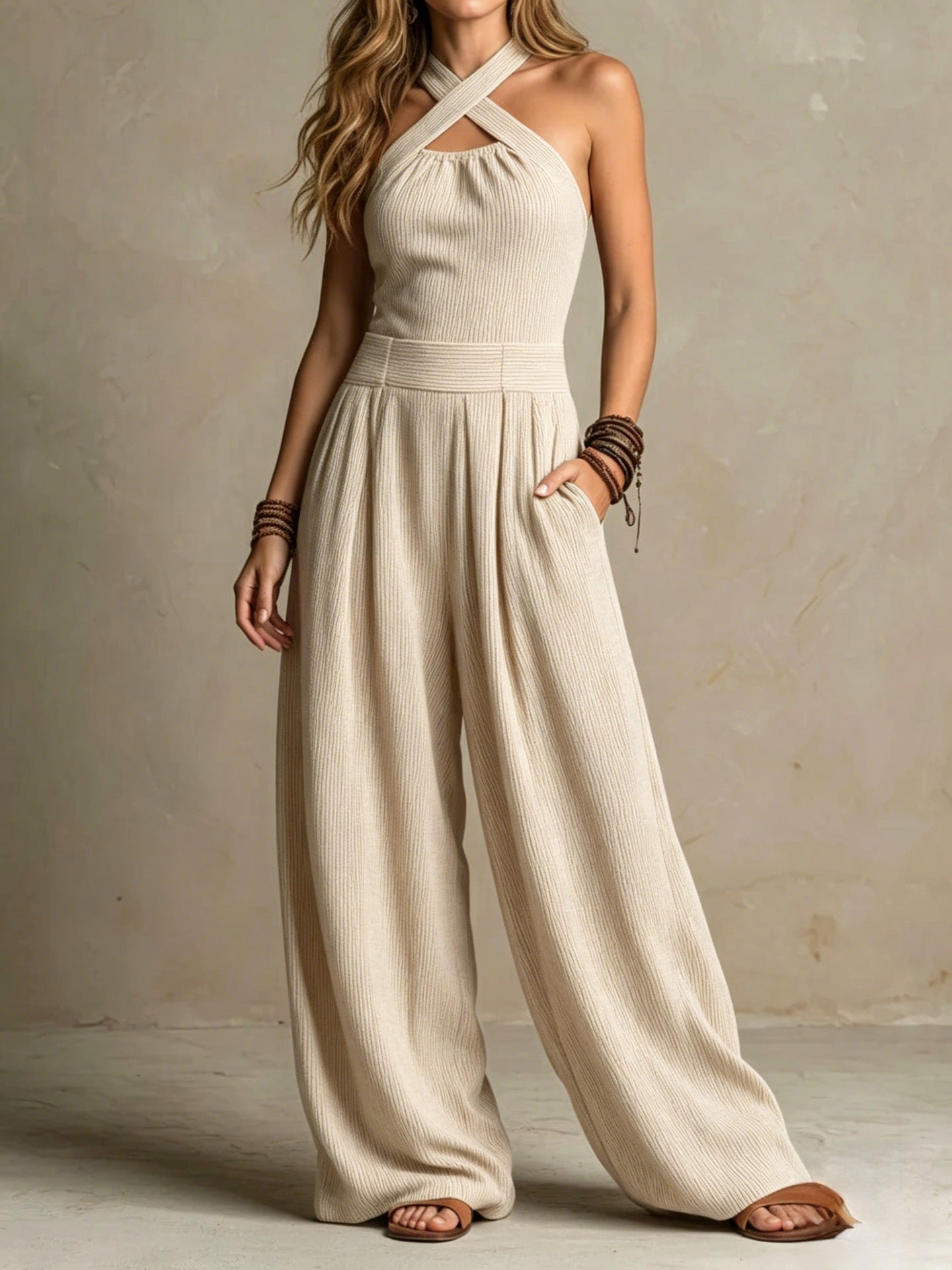 Noémie | Elegant Cross-Neck Jumpsuit