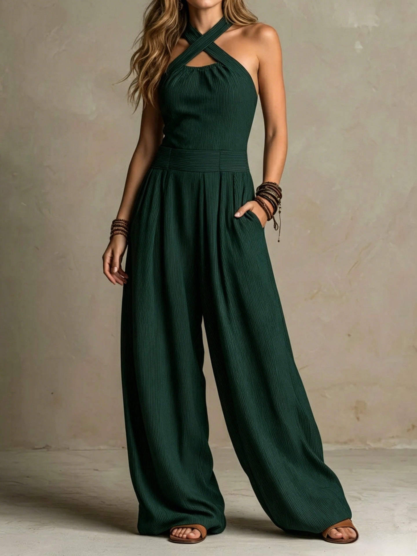 Noémie | Elegant Cross-Neck Jumpsuit