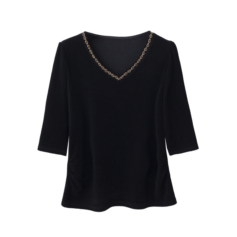 Céleste™ | Elegant Embellished V-Neck Blouse