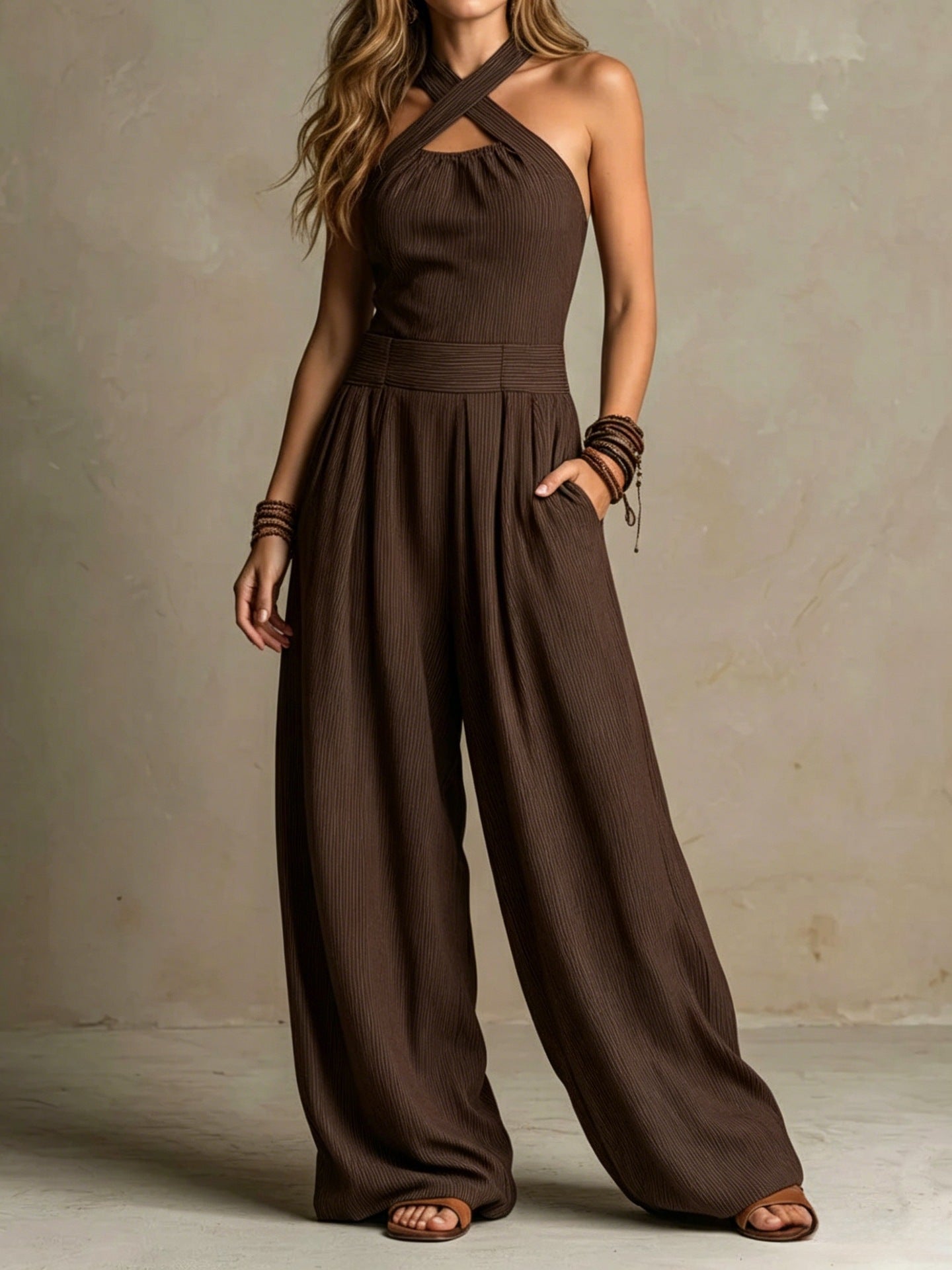 Noémie | Elegant Cross-Neck Jumpsuit