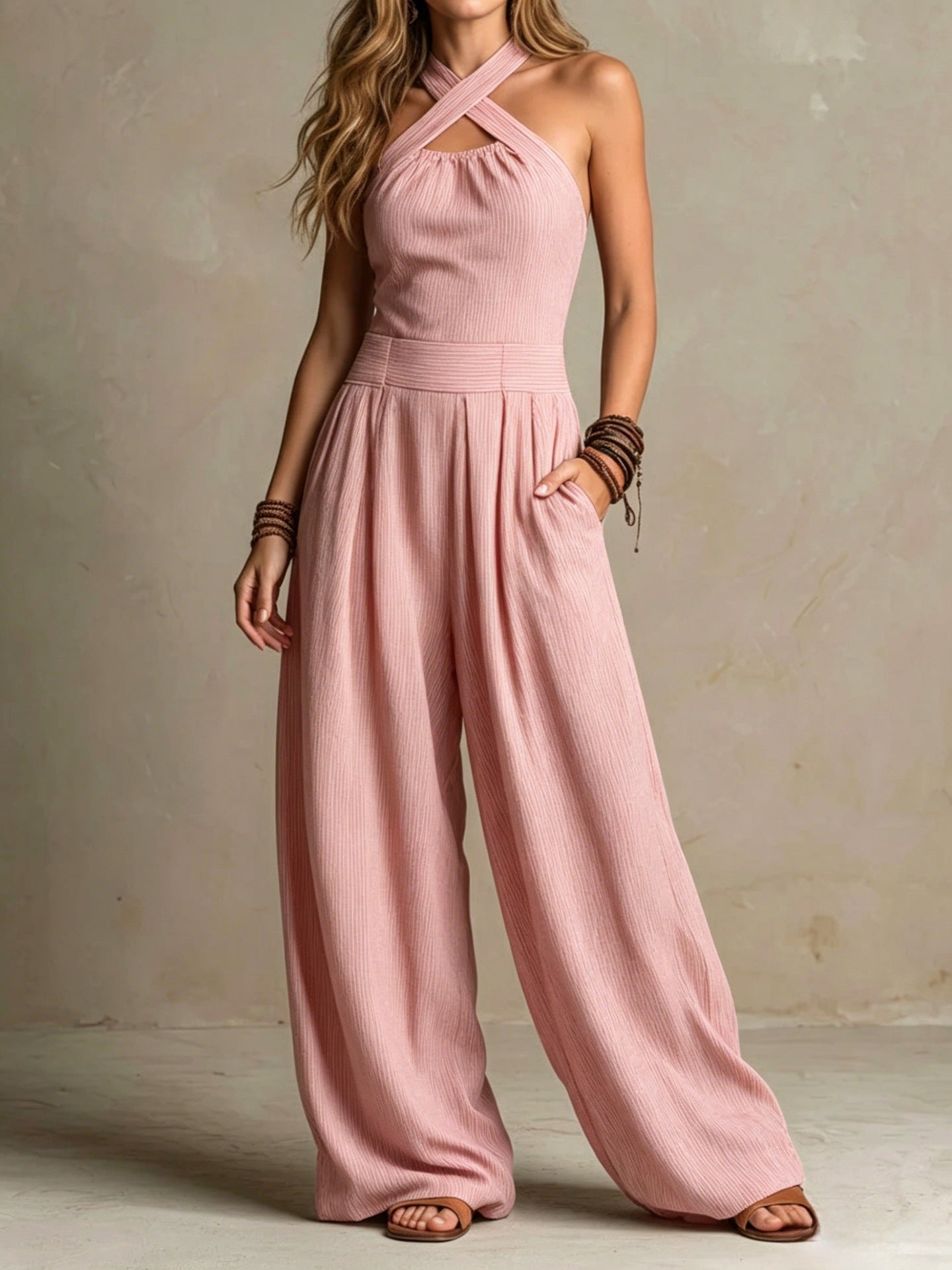 Noémie | Elegant Cross-Neck Jumpsuit