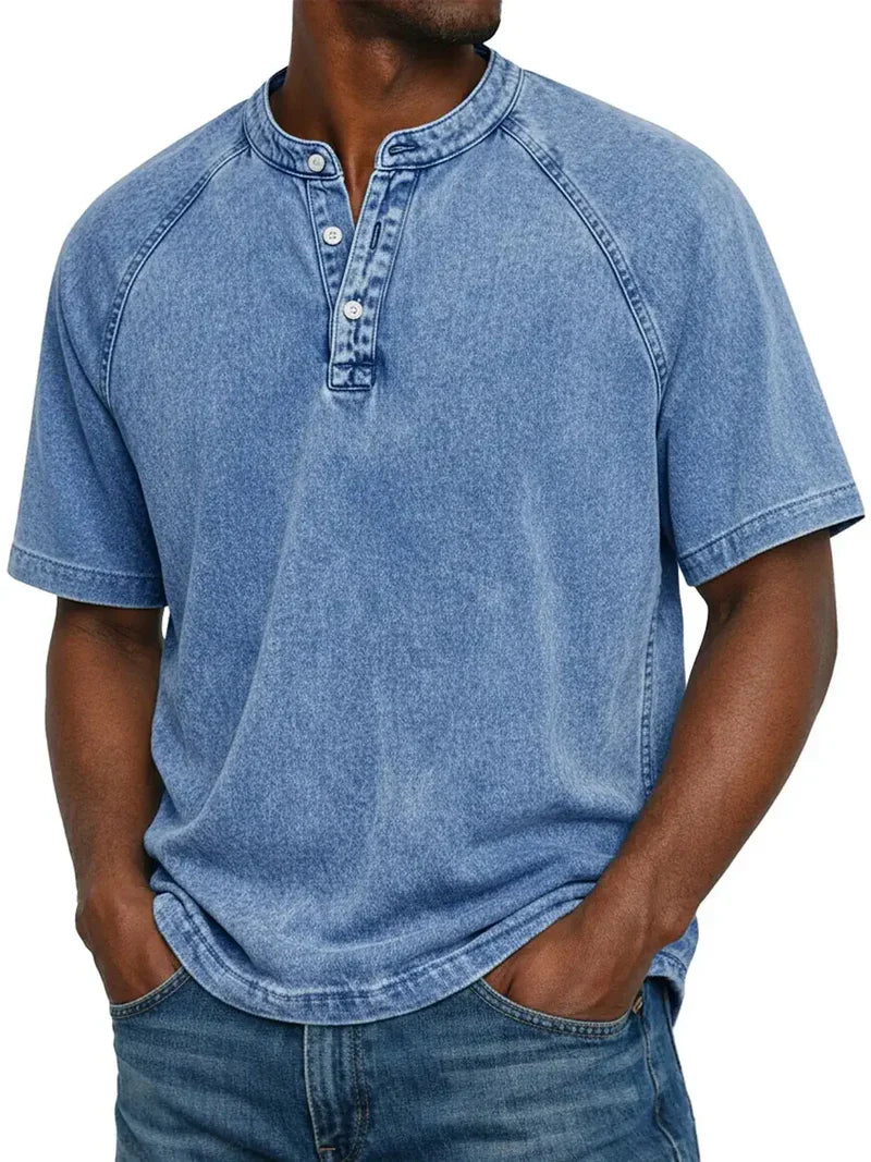 Rivano™ | Vintage Washed Henley T-Shirt