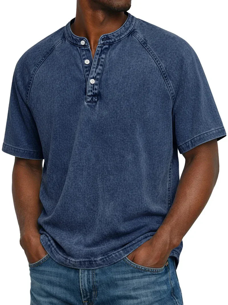 Rivano™ | Vintage Washed Henley T-Shirt