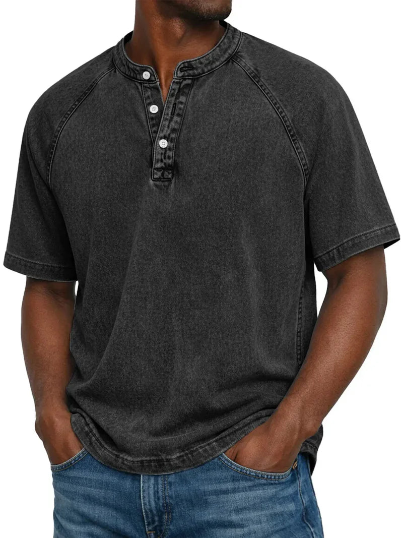 Rivano™ | Vintage Washed Henley T-Shirt