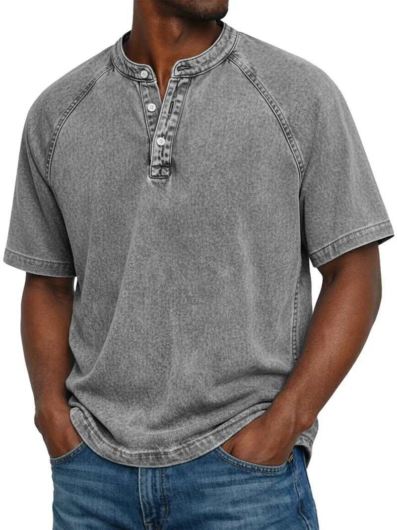 Rivano™ | Vintage Washed Henley T-Shirt