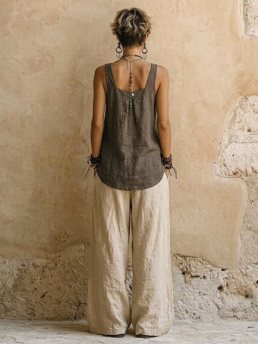 Bohemian Camisole Pants And Jacket Three-piece Set