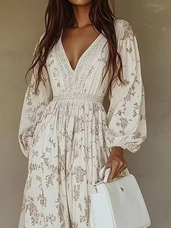 Timeless Bohemian Printed Lace A-line Maxi Dress
