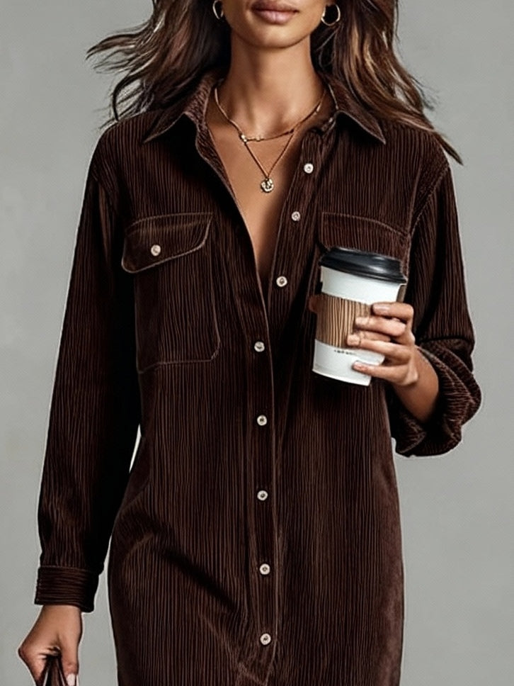 Camille | Effortless Cord Shirt Dress