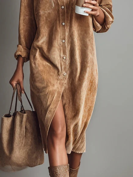 Camille | Effortless Cord Shirt Dress