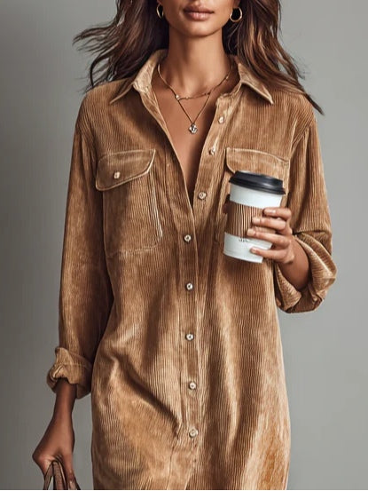 Camille | Effortless Cord Shirt Dress