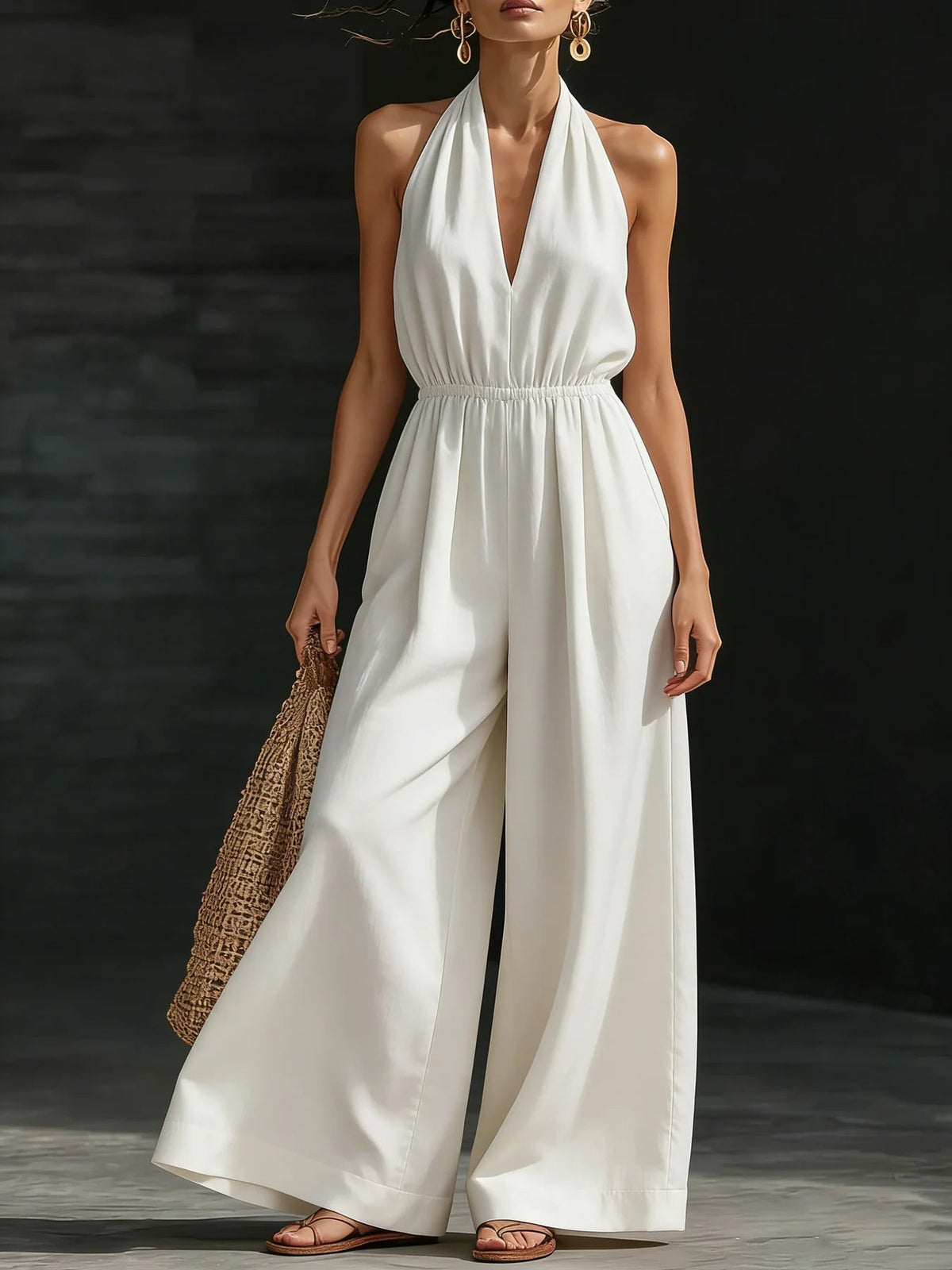 Élodie™ | Elegant Halter Wide-Leg Jumpsuit