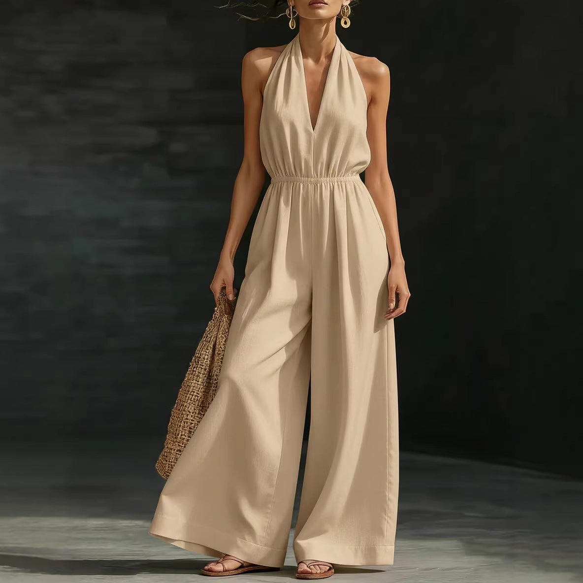 Élodie™ | Elegant Halter Wide-Leg Jumpsuit