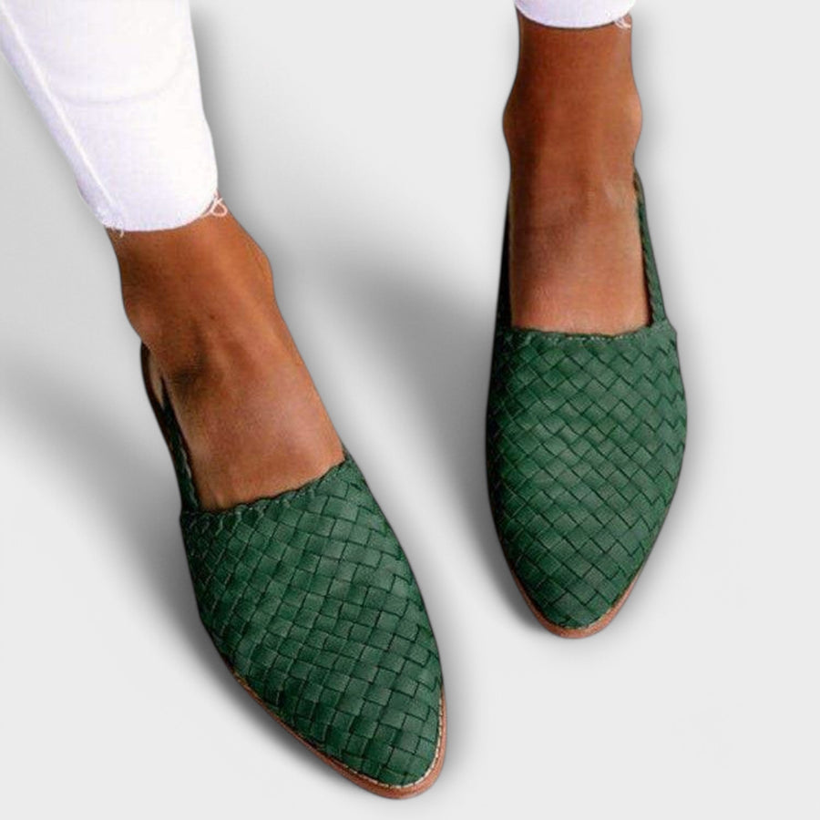 Colette™ | Woven Leather Slingback Flats