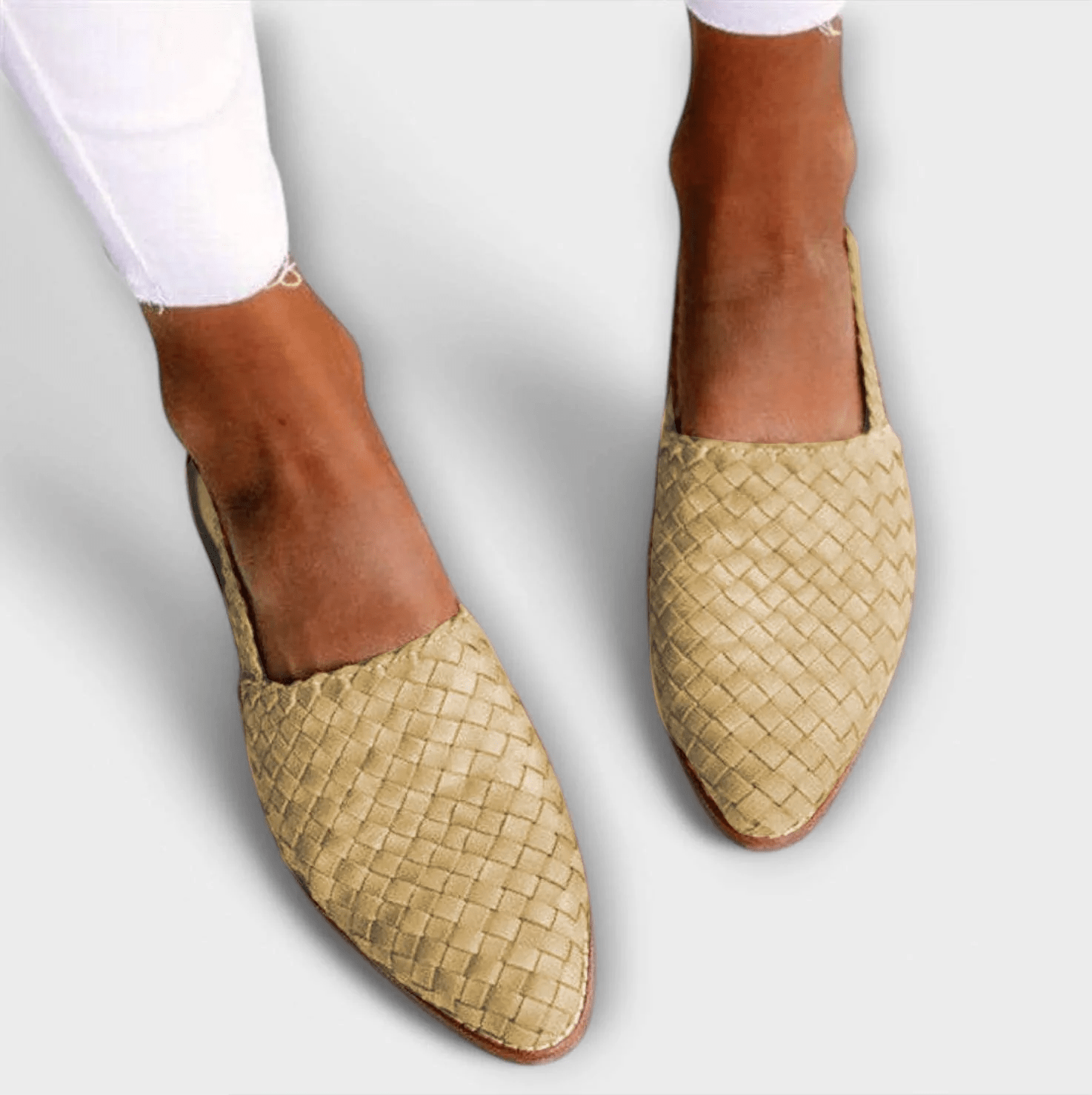 Colette™ | Woven Leather Slingback Flats