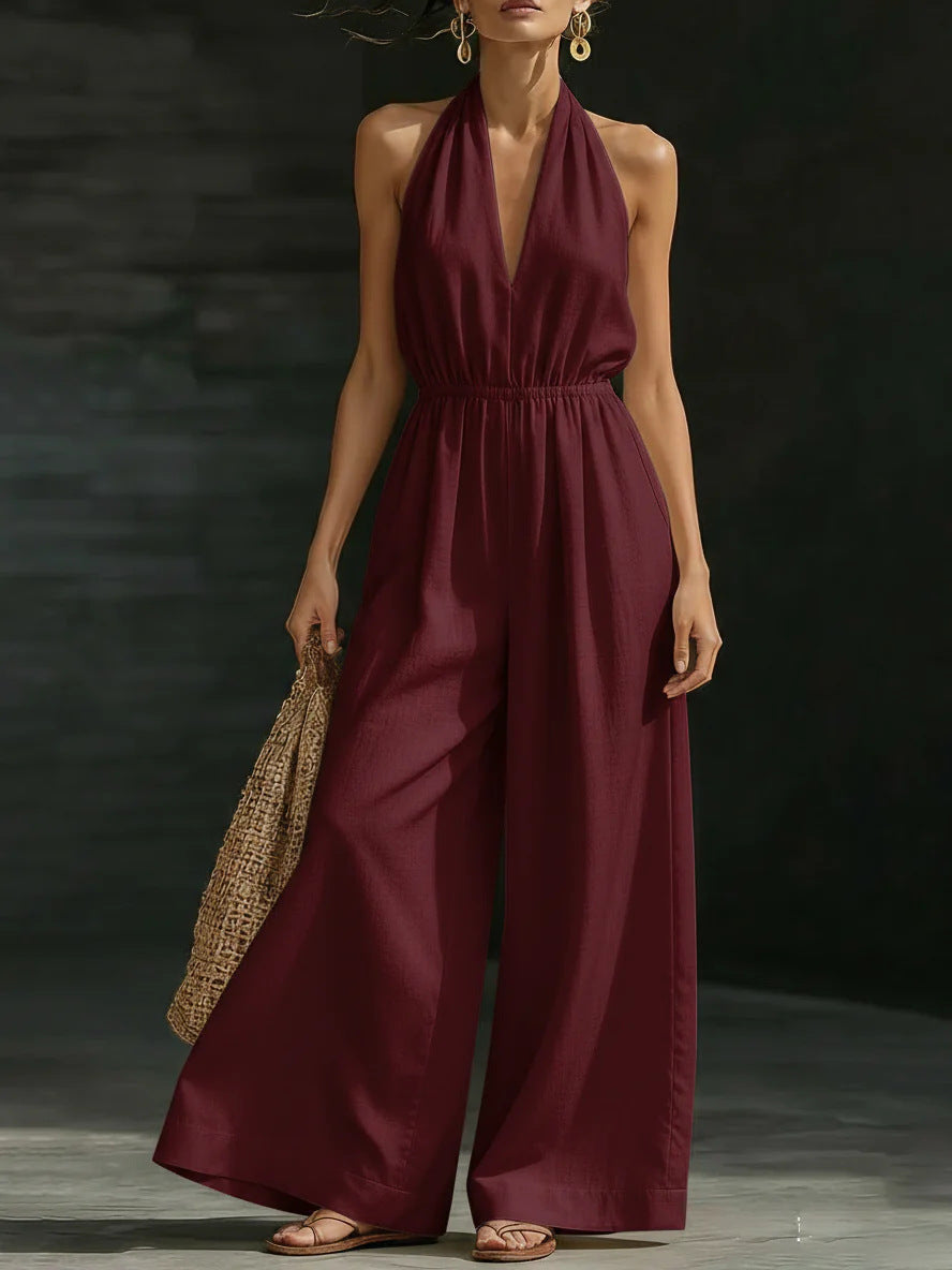Élodie™ | Elegant Halter Wide-Leg Jumpsuit