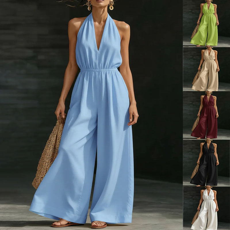 Élodie™ | Elegant Halter Wide-Leg Jumpsuit