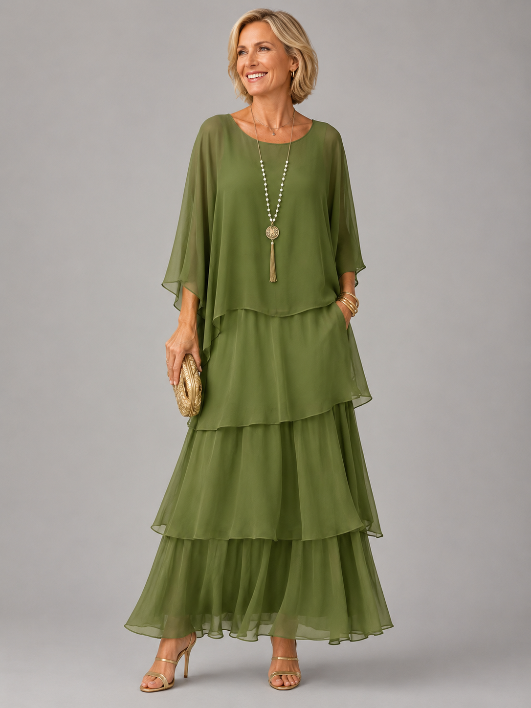 Margaux™ | Graceful Layered Chiffon Maxi Dress