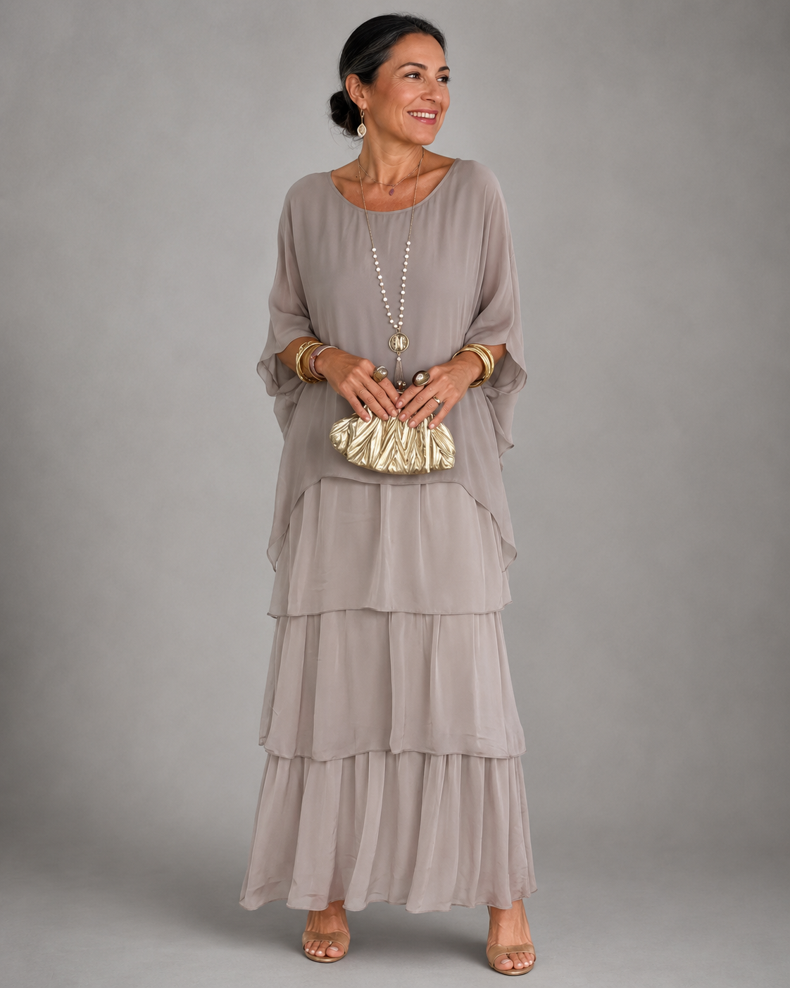 Margaux™ | Graceful Layered Chiffon Maxi Dress
