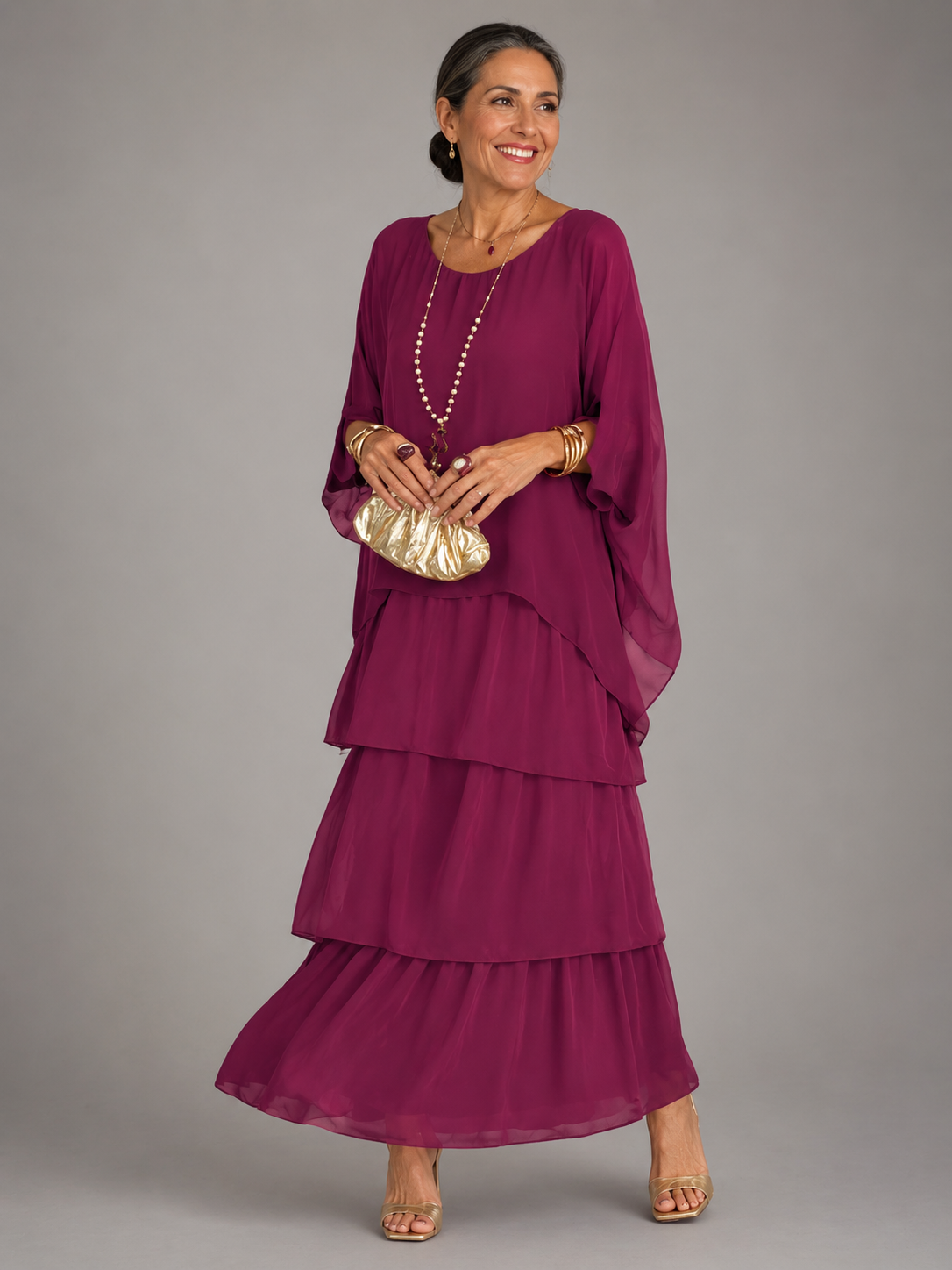 Margaux™ | Graceful Layered Chiffon Maxi Dress