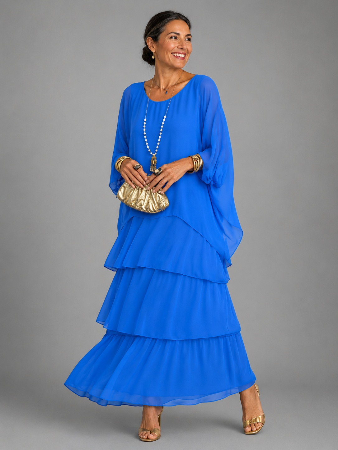 Margaux™ | Graceful Layered Chiffon Maxi Dress