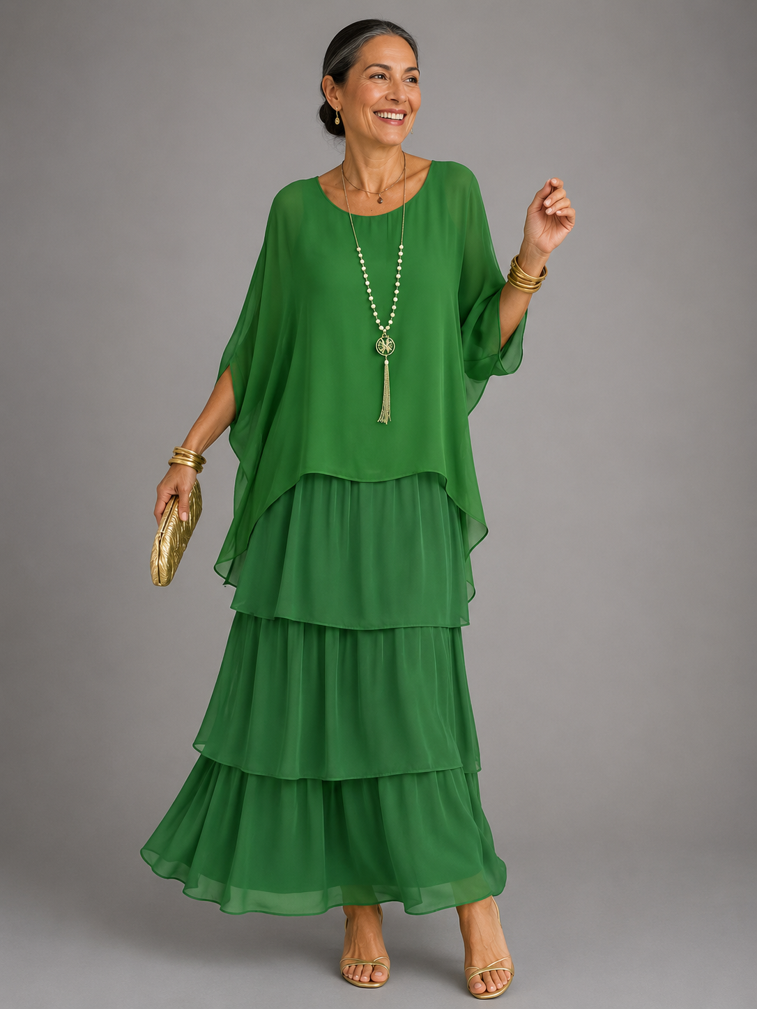 Margaux™ | Graceful Layered Chiffon Maxi Dress