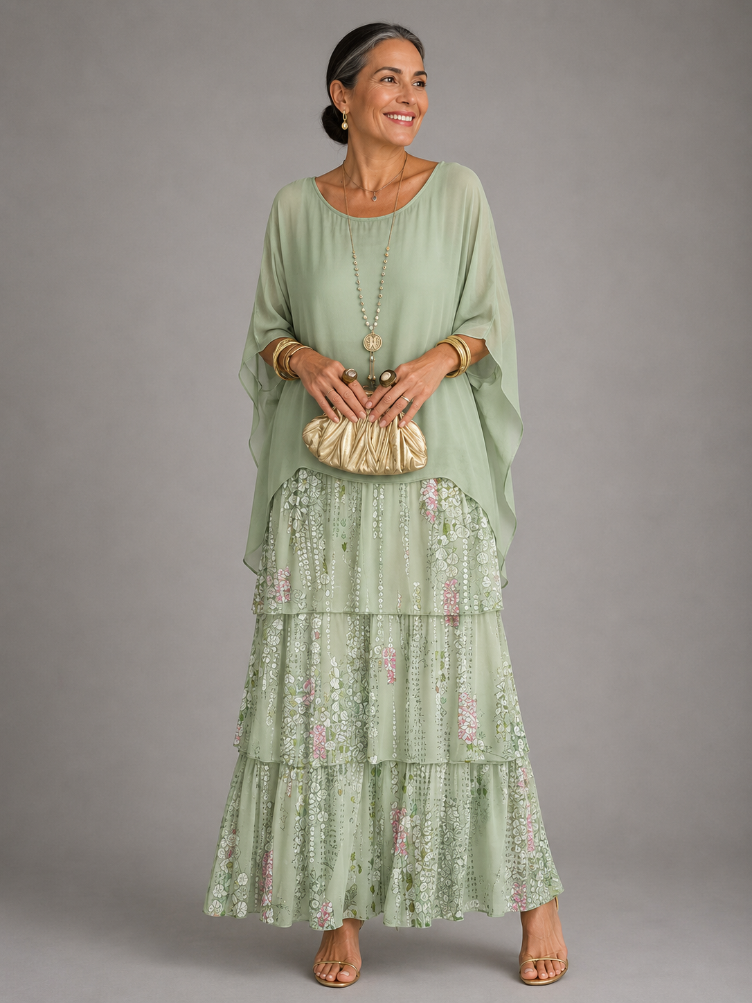 Margaux™ | Graceful Layered Chiffon Maxi Dress