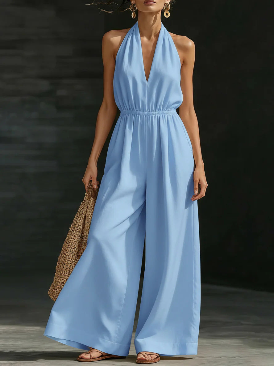 Élodie™ | Elegant Halter Wide-Leg Jumpsuit