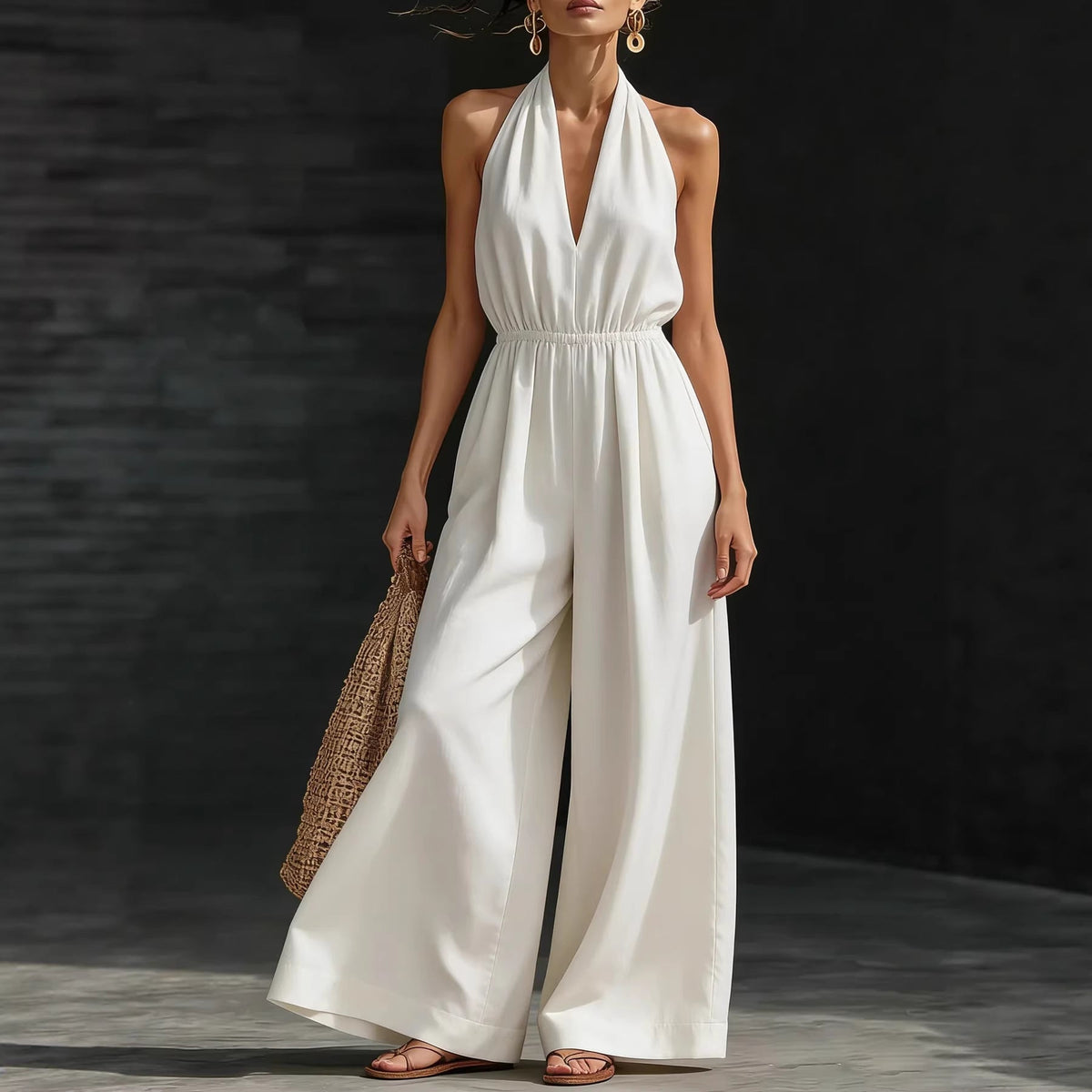 Élodie™ | Elegant Halter Wide-Leg Jumpsuit