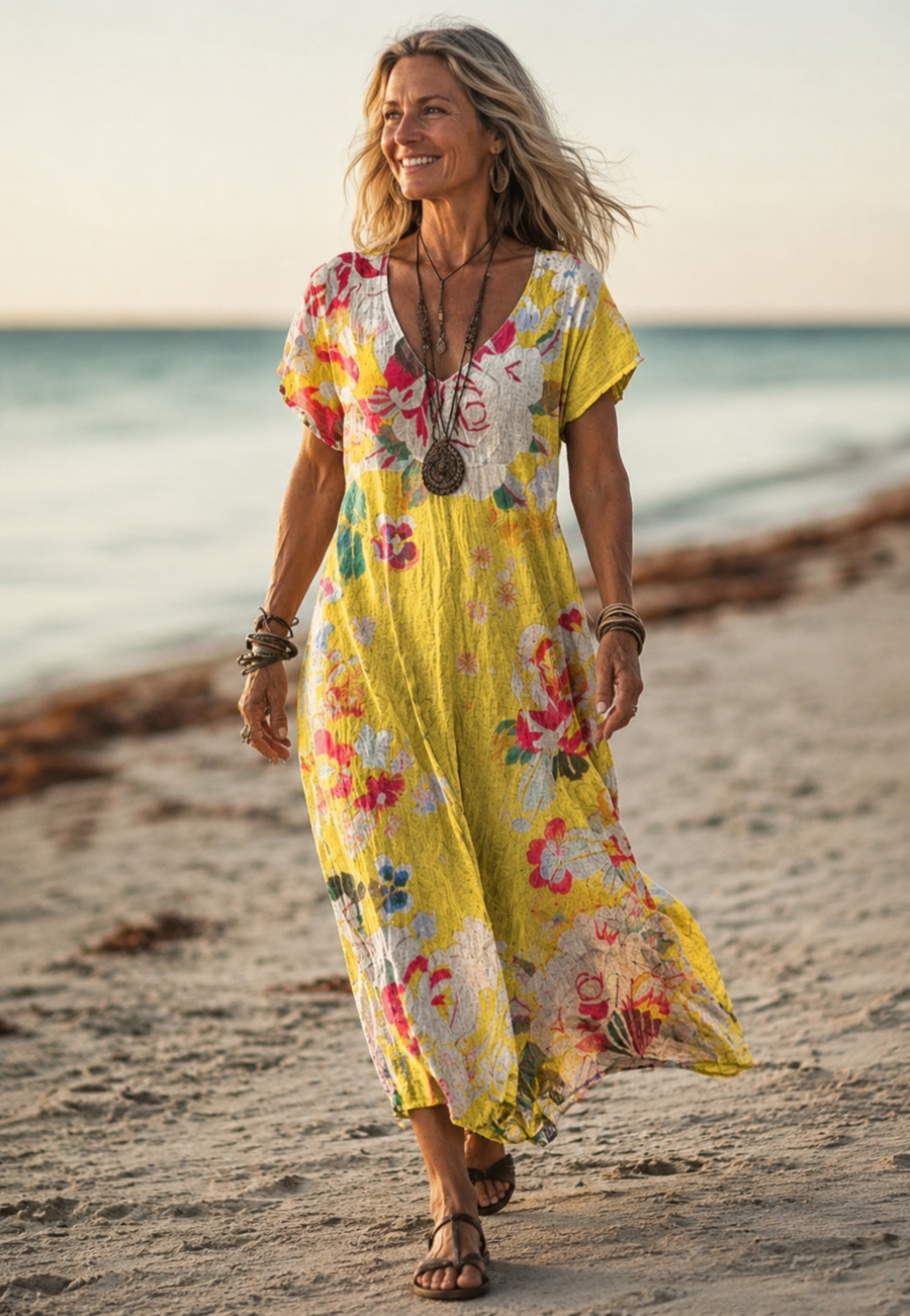 Floral V-Neck Maxi Dress – Effortless Elegance for Every Summer Occasion